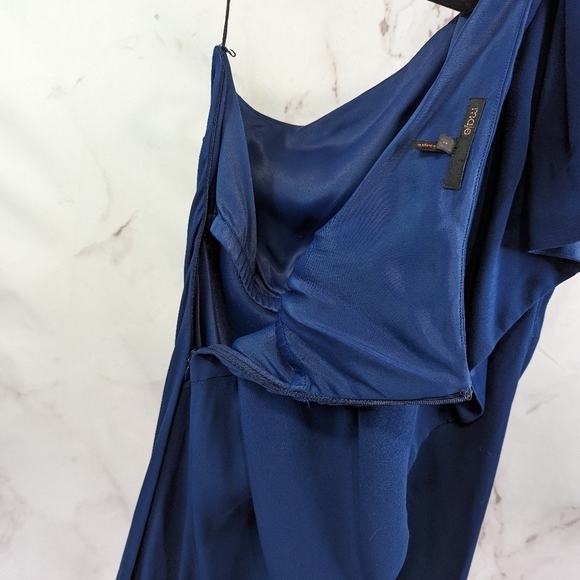 Maje Dress Womens 1 Small Blue One Shoulder Mini Ruffle Assymetric Club Cocktail - Picture 11 of 12